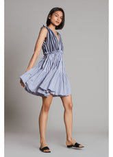 A Model Wearing  Purple Pure Cotton Lakeerein Lavender Frill Dress, curated by Only Ethikal